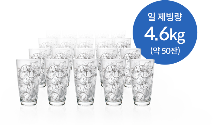 1일 얼음 약 50잔