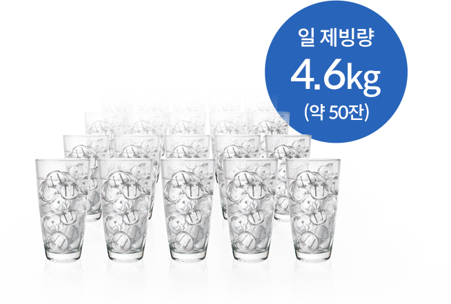 1일 얼음 약 50잔