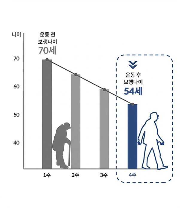 보행 나이 70세에서 54세로 변화